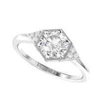 1.00 TCW Lab Grown Diamond Round Cut Cluster Engagement Ring 10K White Gold