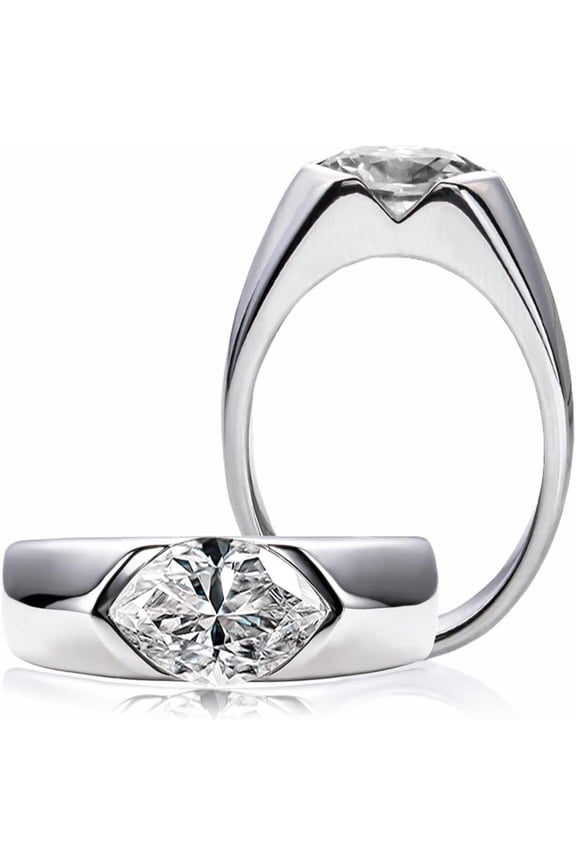 1.00 TCW Marquise Cut Solitaire Engagement Ring 925 Silver