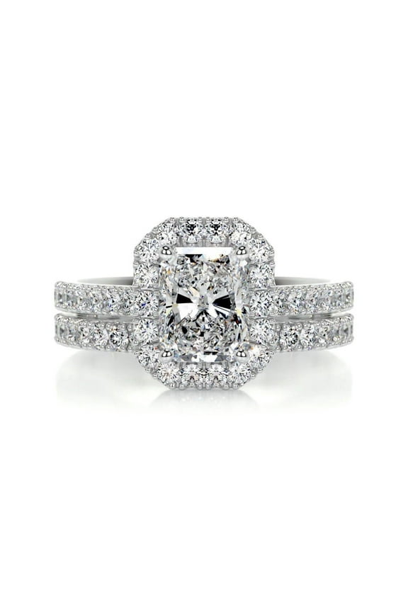 1.00 TCW Radiant Cut Bridal Set Wedding Ring 925 Silver