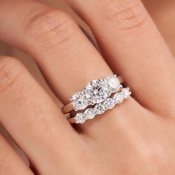 1.00 TCW Round Brilliant Cut Bridal Set Engagement Ring 925 Silver