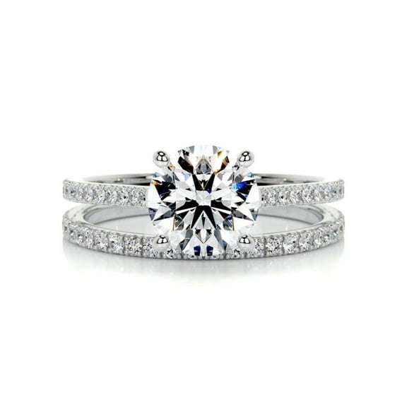 1.00 TCW Round Brilliant Cut Bridal Set Wedding Ring 10K White Gold
