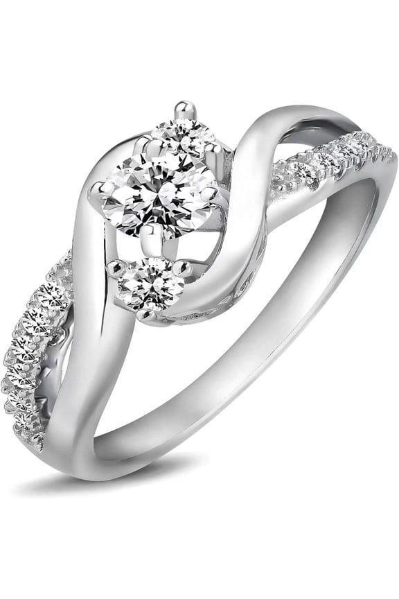 1.00 TCW Round Brilliant Cut Twisted Engagement Ring 925 Silver