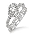 thumbnail image 1 of 1.00 carat Antique Floral Halo Bridal set with Round Cut diamond in 10k White Gold, 1 of 3