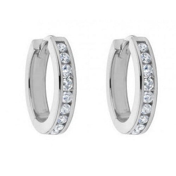 1.00 ct Ladies Round Cut Diamond Hoop Huggie Earrings
