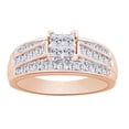 thumbnail image 1 of AFFY (1.00 cttw) Princess & Round Shape White Natural Diamond Square Cluster Ring In 10k Rose Gold Ring Size-4.5, 1 of 2