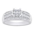 thumbnail image 1 of AFFY (1.00 cttw) Princess & Round Shape White Natural Diamond Square Cluster Ring In 10k White Gold Ring Size-8.5, 1 of 2