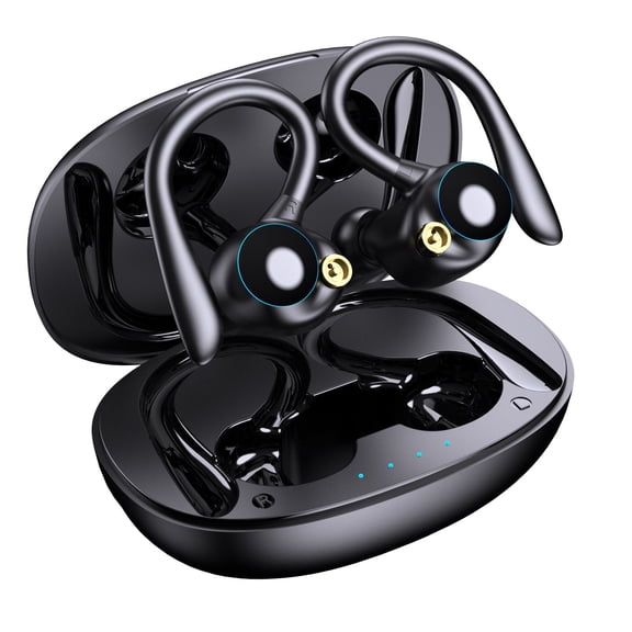 1.00 dollar items Wireless Noise Cancelling Workout Earbuds with Secure-Fit Wingtips, Up to 30-Hour Battery Life, Sweat & Water Resistant, IOS & Android Compatible