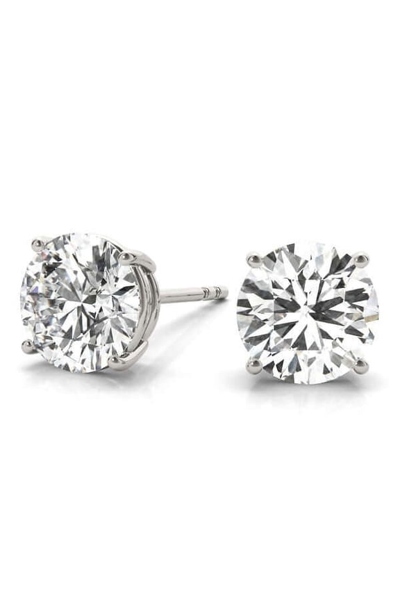 1.00 to 6.00 Carat Diamond, Stylish Prong Set 14K White Gold Round-cut Diamond Stud Earring (I-J,VS2-SI1) Lab Grown Diamond