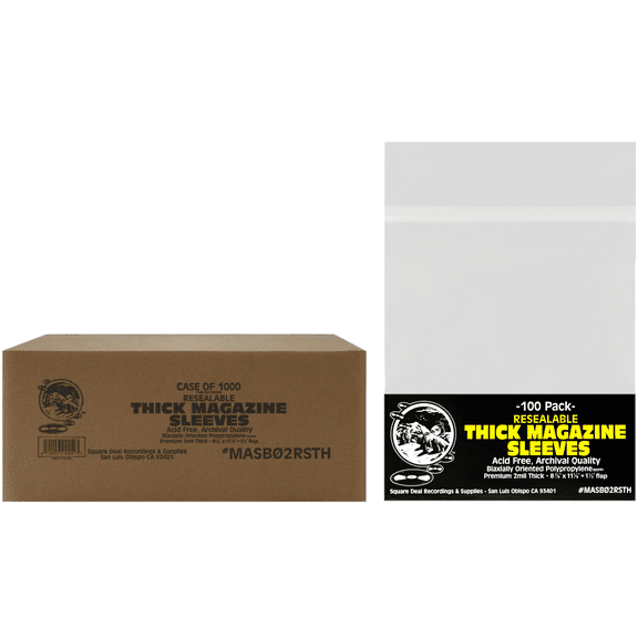(1,000) Archival Quality Magazine Sleeves - Crystal Clear Polypropylene - Resealable - Premium 2mil Thick - #MASB02RSTH