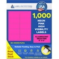 thumbnail image 1 of 1,000 Label Outfitters Printable Fluorescent Neon Pink Inkjet Laser Printer Labels for Inventory Control, Product Signs, High Visibility Labels, 1 of 9
