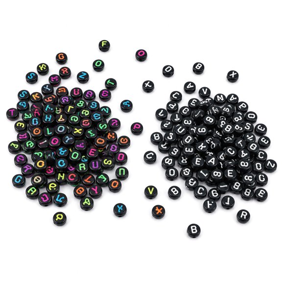 1,000 Mixed English Letter Beads for Jewelry Making, Flat Acrylic Pieces for Bracelets and Necklaces