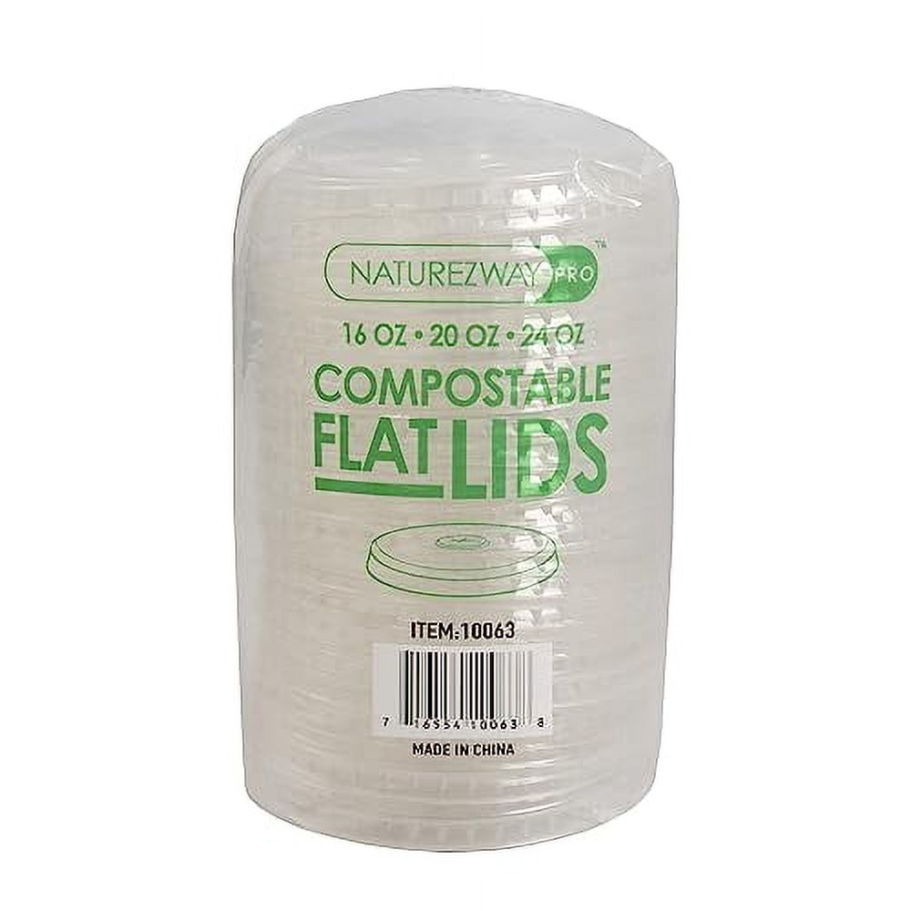 (1,000 Pack) Flat Lids for Compostable Cold Cups - Fits 12 oz/16 oz/20 ...
