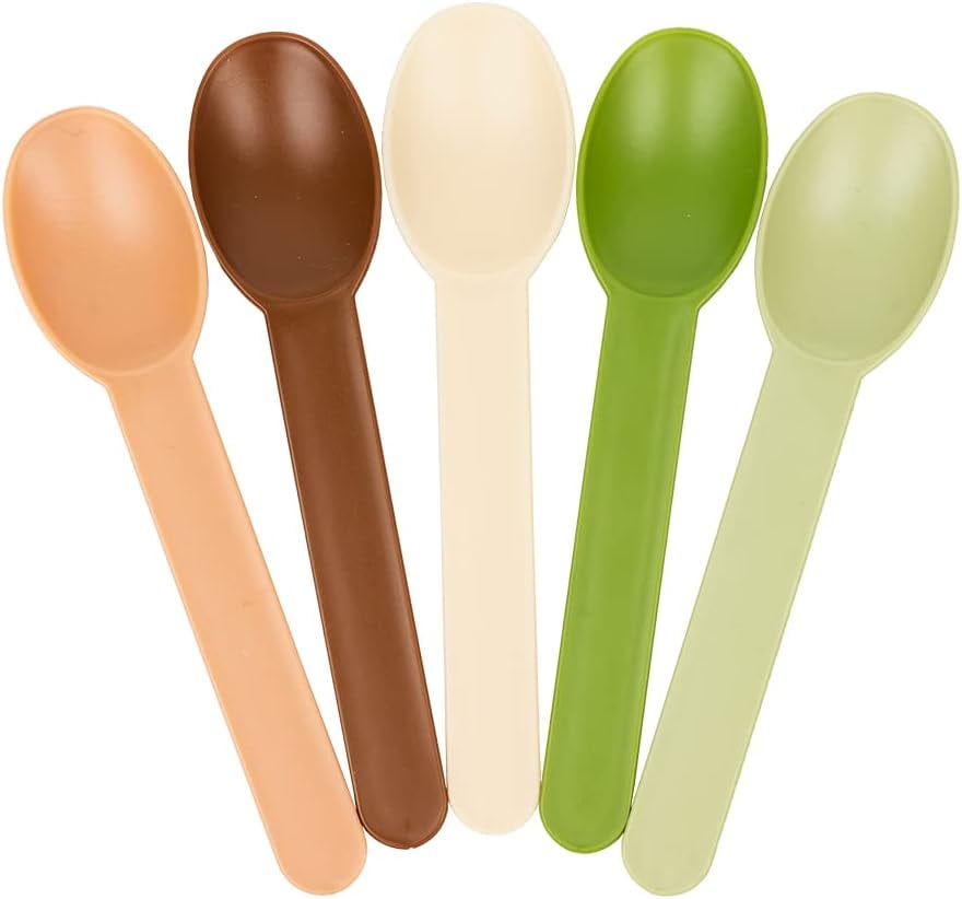[1,000 Pcs] Heavy Duty Mixed Colored Biodegradable Spoons Eco