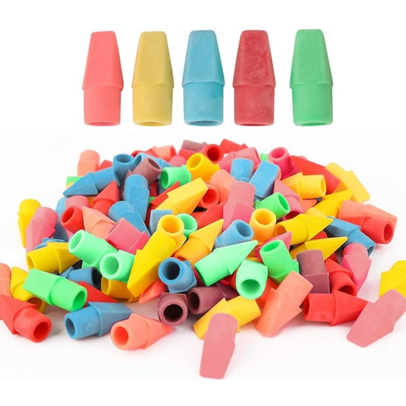 1,000 Pieces of Bulk Wholesale Eraser Pencil Toppers in 100 Packs of 10 Toppers Each for 1,000 Eraser Toppers Total in Multicolor Pack