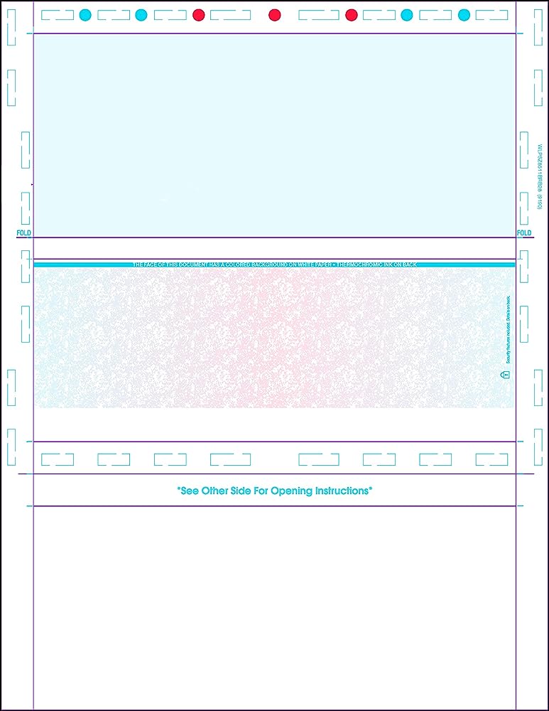 1,000 Pressure Seal Checks 8.5 X 11, Letter Z Fold Security Paper