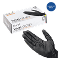 thumbnail image 1 of [1,000 ct] Karat Vinyl Gloves, Powder-Free, Black, Extra Large, 1 of 8