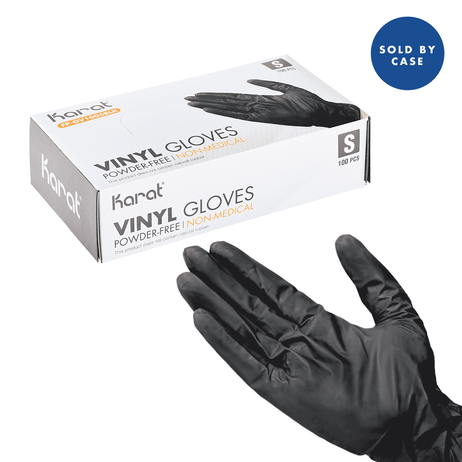 [1,000 ct] Karat Vinyl Gloves, Powder-Free, Black, Small