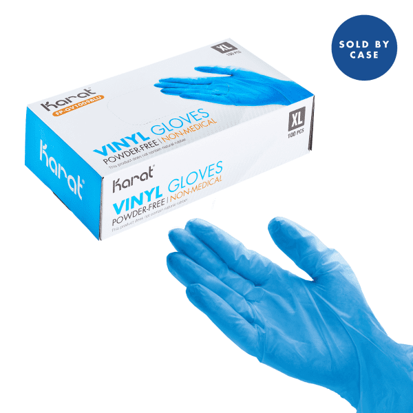 [1,000 ct] Karat Vinyl Gloves, Powder-Free, Blue, Extra Large