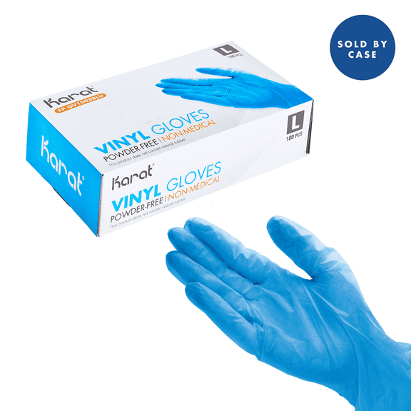 [1,000 ct] Karat Vinyl Gloves, Powder-Free, Blue, Large