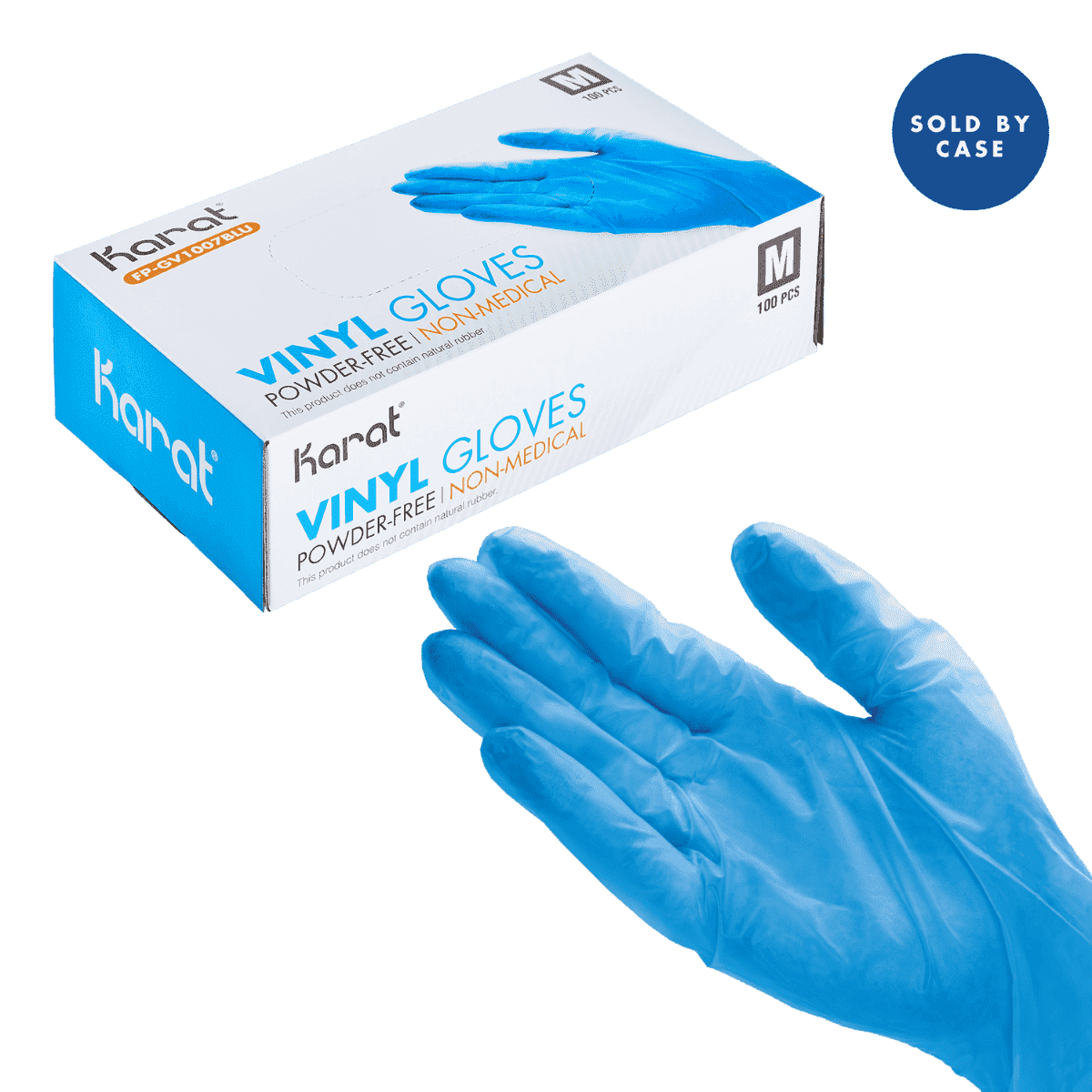 [1,000 ct] Karat Vinyl Gloves, Powder-Free, Blue, Medium