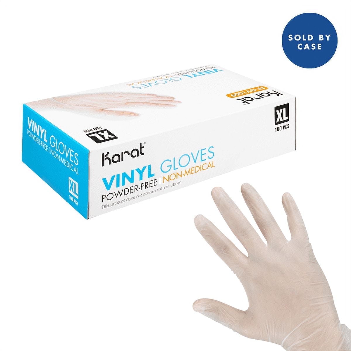 [1,000 ct] Karat Vinyl Gloves, Powder-Free, Clear, Extra Large