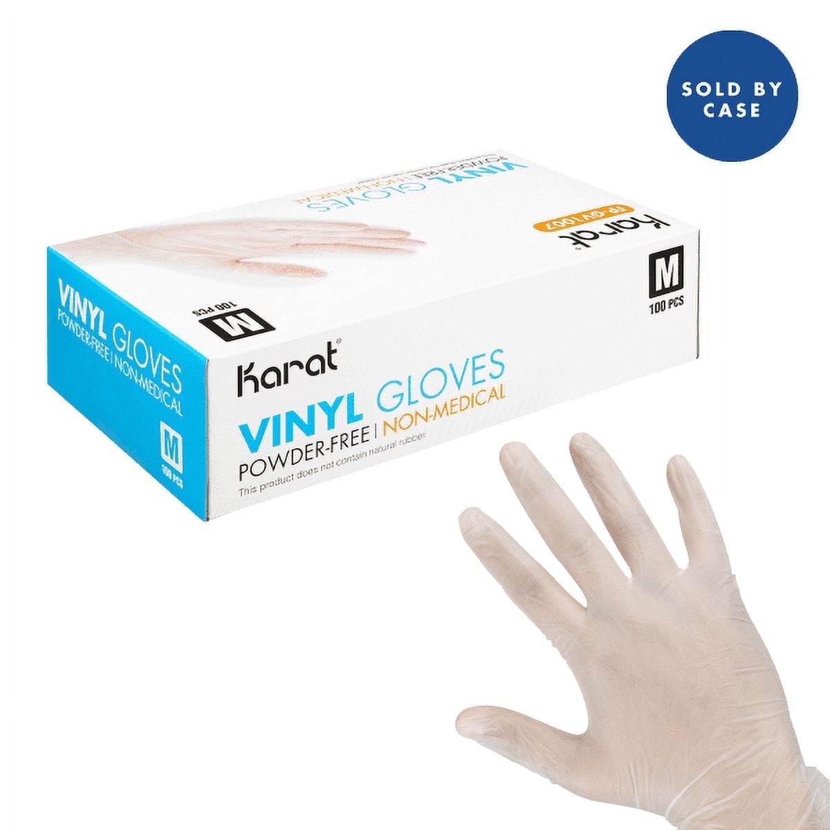 [1,000 ct] Karat Vinyl Gloves, Powder-Free, Clear, Medium
