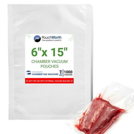 1,000 pcs Clear 6" x 15", 3 mil Vacuum Chamber Bags