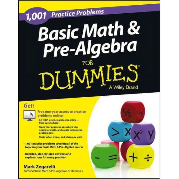 Pre-Owned 1,001 Basic Math & Pre-Algebra Practice Problems for Dummies