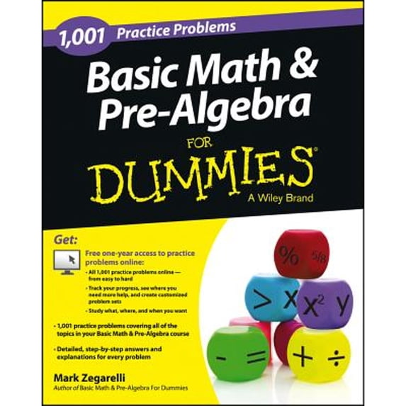 Pre-Owned 1,001 Basic Math & Pre-Algebra Practice Problems for Dummies