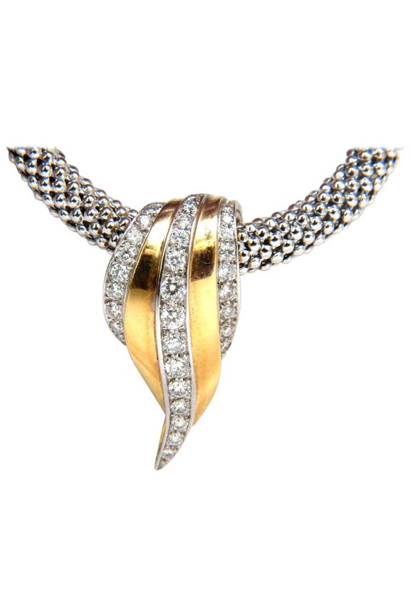 1.00CT DIAMONDS SLOPE ENHANCER DIAMOND SLIDE 5MM BEADED NECKLACE 14KT