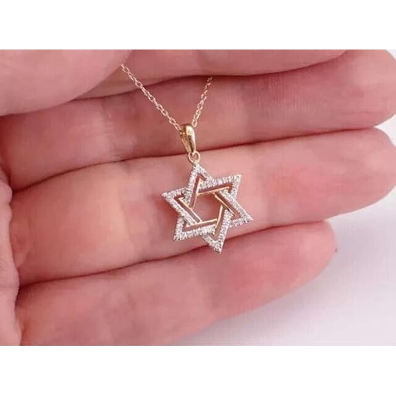 1.00CT Round Cut Simulated Diamond Star Charm Women's Pendant 14k Yellow Gold Plated 925 Silver