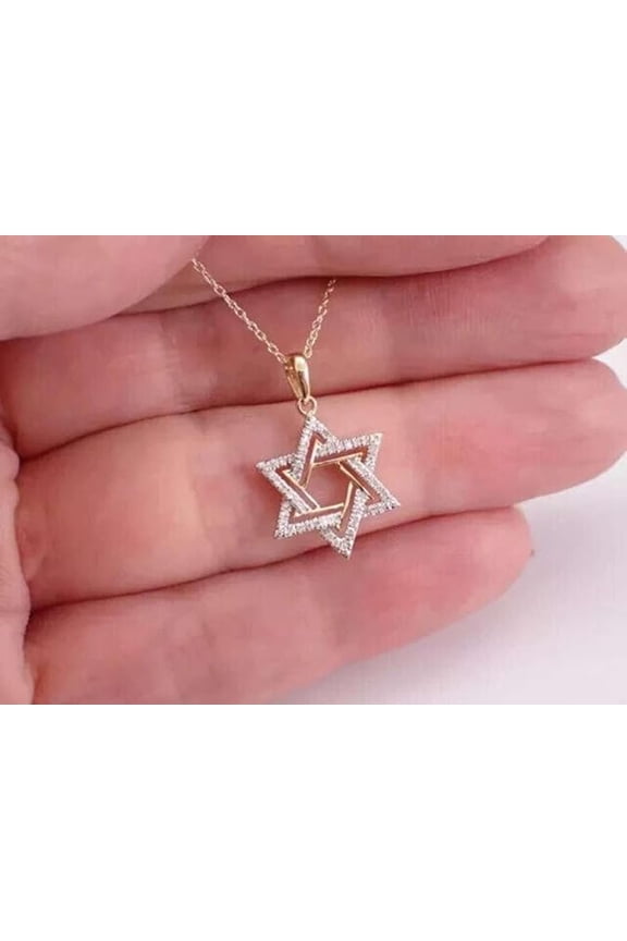 1.00CT Round Cut Simulated Diamond Star Charm Women's Pendant 14k Yellow Gold Plated 925 Silver