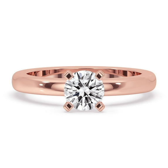 1.00CT Round Cut Solitaire Diamond Ring 14k Rose Gold Engagement Ring, 4 Prong Round Cut Lab Created Diamond, Proposal Ring For Women.