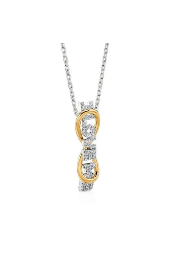 1.00CT Simulated Diamond 925 Silver Love Me Infinity Pendant 14k Two-Tone Gold Plated