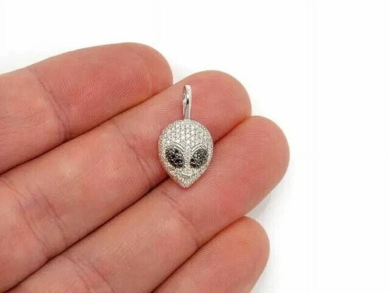 SHREE JEWELS 1.00Ct Real Moissanite Alien Head Pendant 14K White Gold Plated Silver