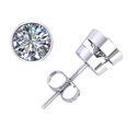 thumbnail image 1 of 1.00Ct Round Cut Diamond Solitaire Stud Earrings 14k White Gold Bezel Screwback K I2, 1 of 1
