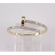 SOFIYA JEWELS 1.00Ct Round Cut Lab-Created Diamond Women's Nail Design Ring 14k Yellow Gold Plated Silver