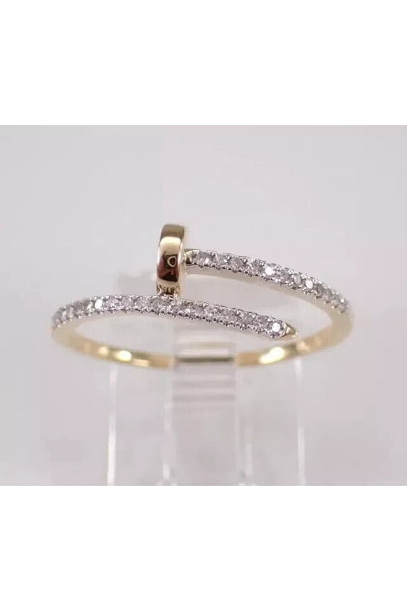1.00Ct Round Cut Lab-Created Diamond Women's Nail Design Ring 14k Yellow Gold Plated Silver