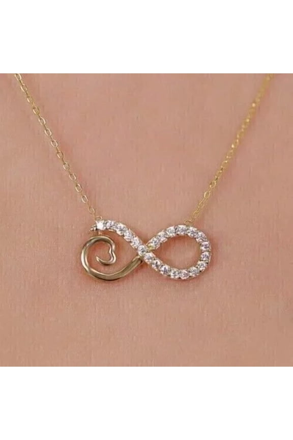 1.00Ct Round Cut Moissanite Women's Infinity Pendant in 14k Yellow Gold Plated