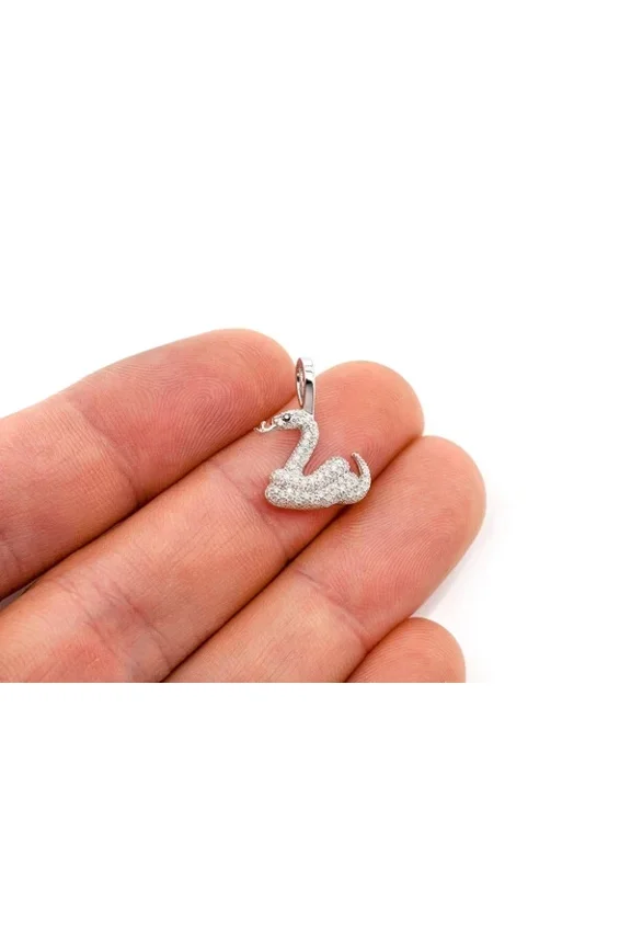 1.00Ct Round Cut Simulated Diamond Snake Women's Pendant 14k White Gold Plated 925 Sterling Silver