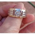 thumbnail image 1 of 1.00Ct Round Cut Simulated Diamond Solitaire Men's Engagement Ring 14K Two-Tone Gold Plated 925 Sterling Silver, 1 of 3