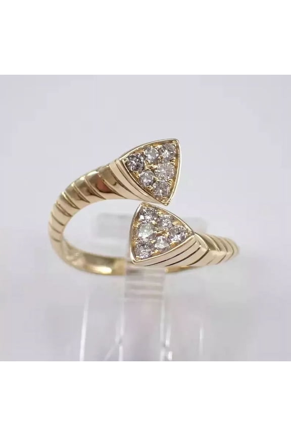 1.00Ct Round Cut Simulated Diamond Women's Crossover Bypass Wedding Ring 14K Yellow Gold Plated 925 Sterling Silver