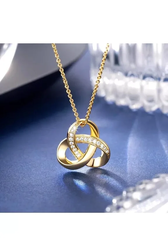 1.00Ct Round Cut Simulated Diamond Women's Trendy Love Knot Infinity Pendant 14K Yellow Gold Plated 925 Silver