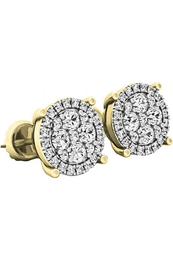 1.00Ct Round Cut White Diamond Stud Earring in 14K Yellow Gold Plated - Valentines Day Gift For Her