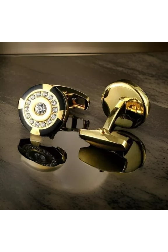 1.00Ct Round Lab Created Diamond Wedding Men's Cufflinks 14k Yellow Gold Plated