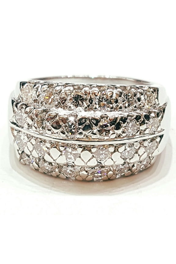 1.00Ct genuine diamond platinum Women's anniversary wedding Ring gift Size 6.25