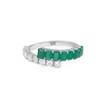 thumbnail image 1 of 1.00Cttw Emerald And 0.61Cttw Diamond Ladies Ring 14K White Gold Size 6.25, 1 of 7