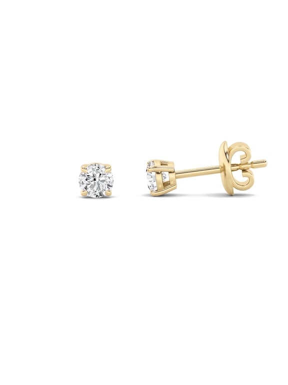 F-Color Diamond Solitaire Stud Earrings, 1.00 CTTW, 14K Yellow Gold over Sterling Silver
