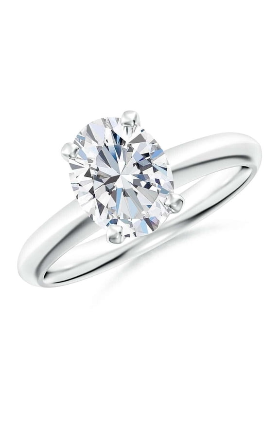 1.00Ctw VS Natural Grown Diamond E-F Oval Solitaire Ring Solid 14K White Gold With EGL Certified