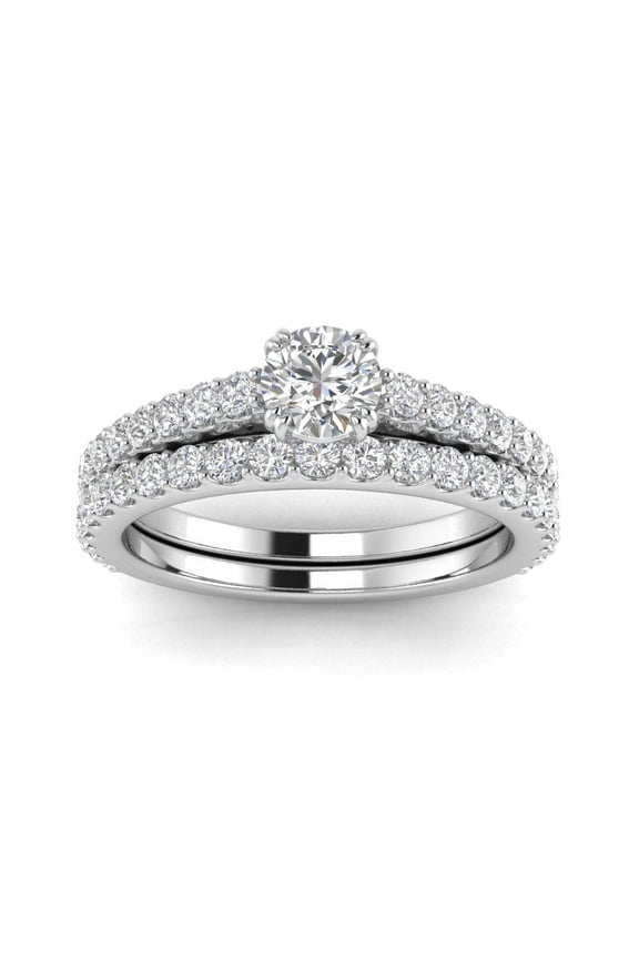 1.00ctw Diamond Engagement Ring Bridal set in 10k White Gold (G-H, I2-I3, 1.00ctw)